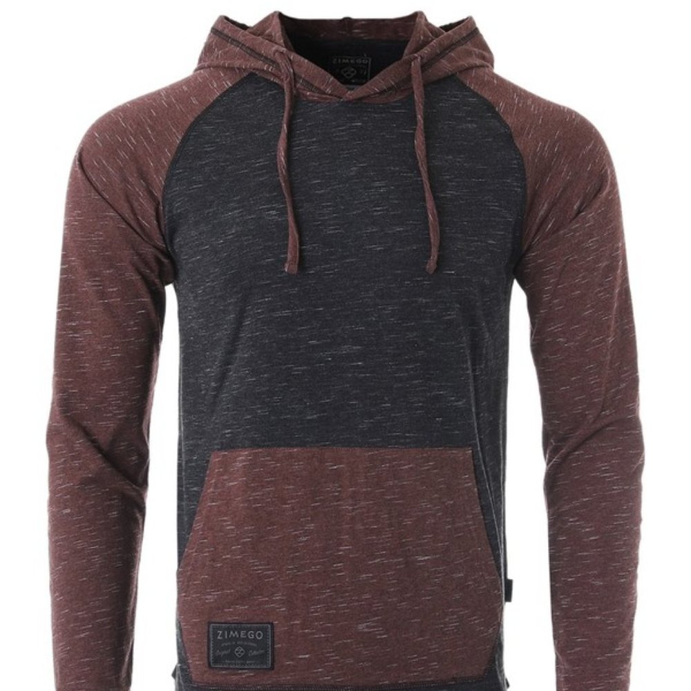 Mens Color Block Kangaroo Pocket Hoodie Shirt